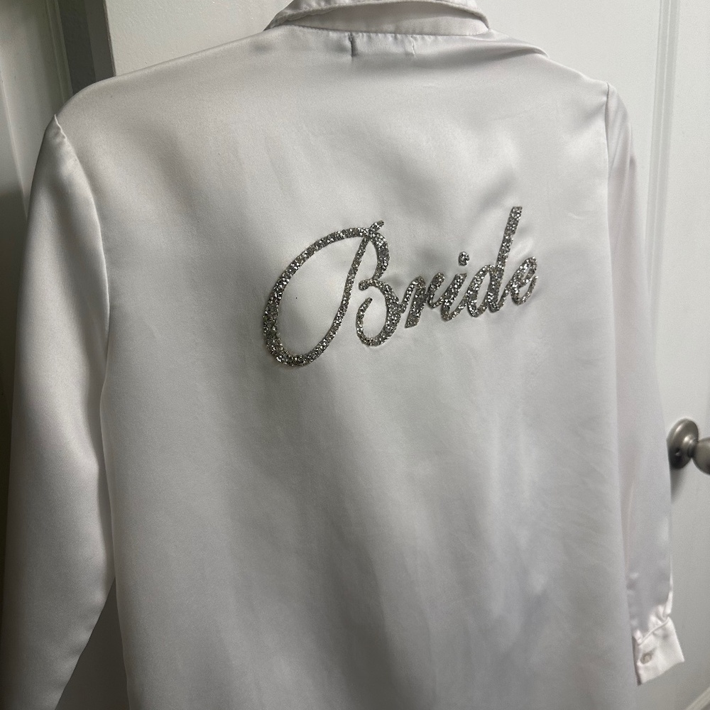 Boohoo white satin bride pajamas